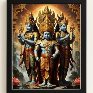 Framed Hindu Deity Art Print In A Glass Front Frame 8x10